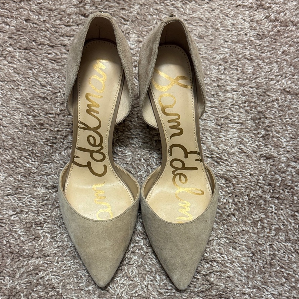 Sam Edelman Women's Beige Suede Heels